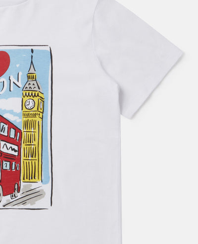 Girls London Print White Graphic T-Shirt