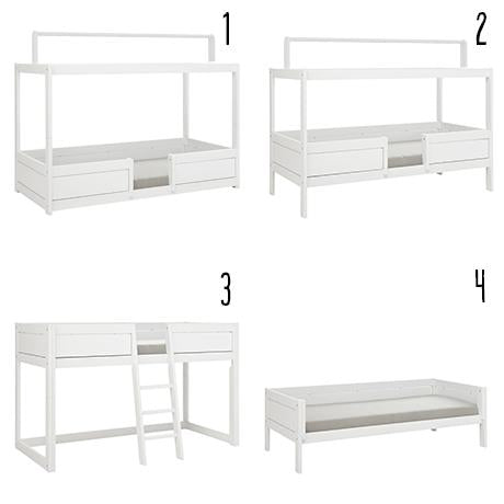 4 IN 1 BED FOR CANOPY / STANDARD SLATS-WHITE