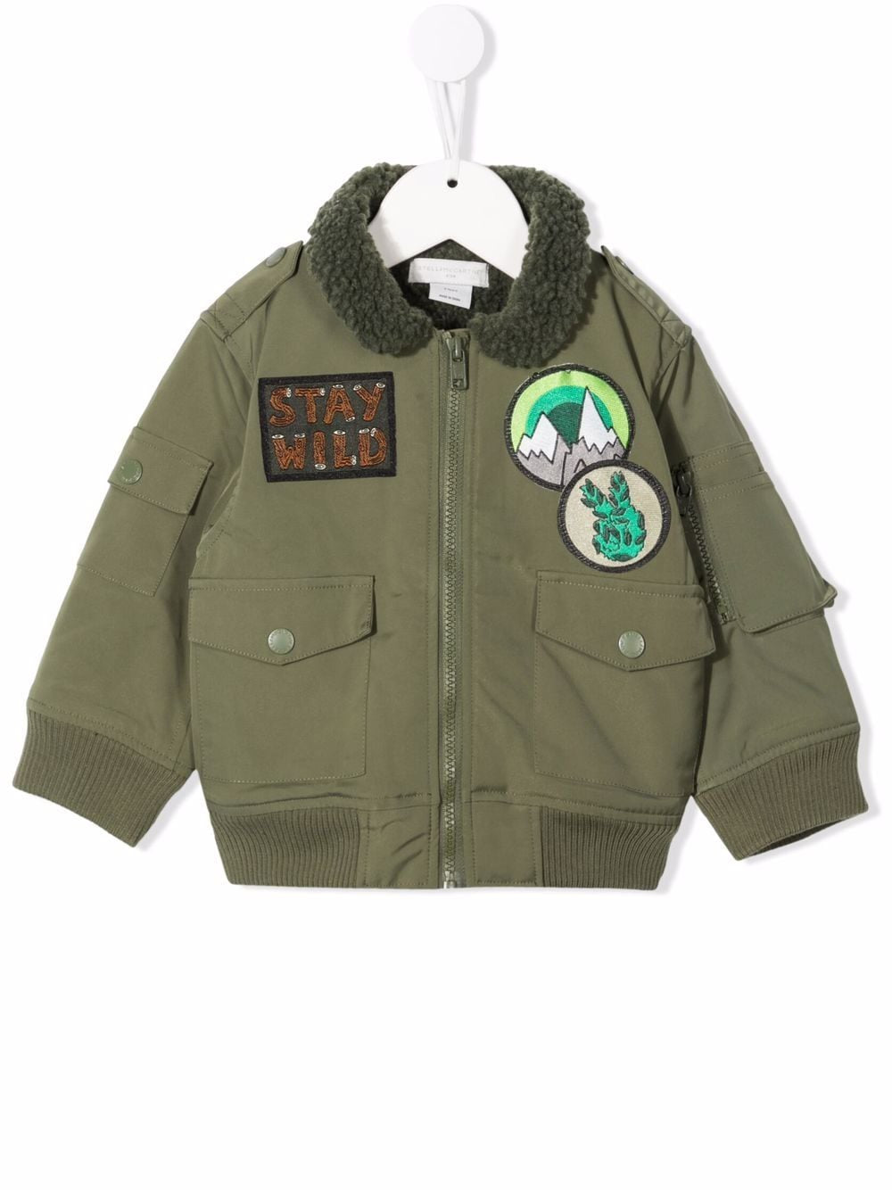 Chest patch-detail bomber jacket