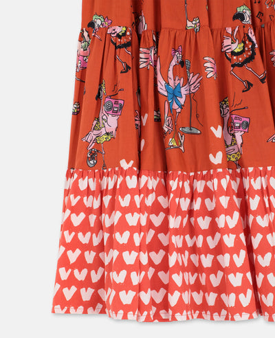 Flamingo Party Cotton Skirt