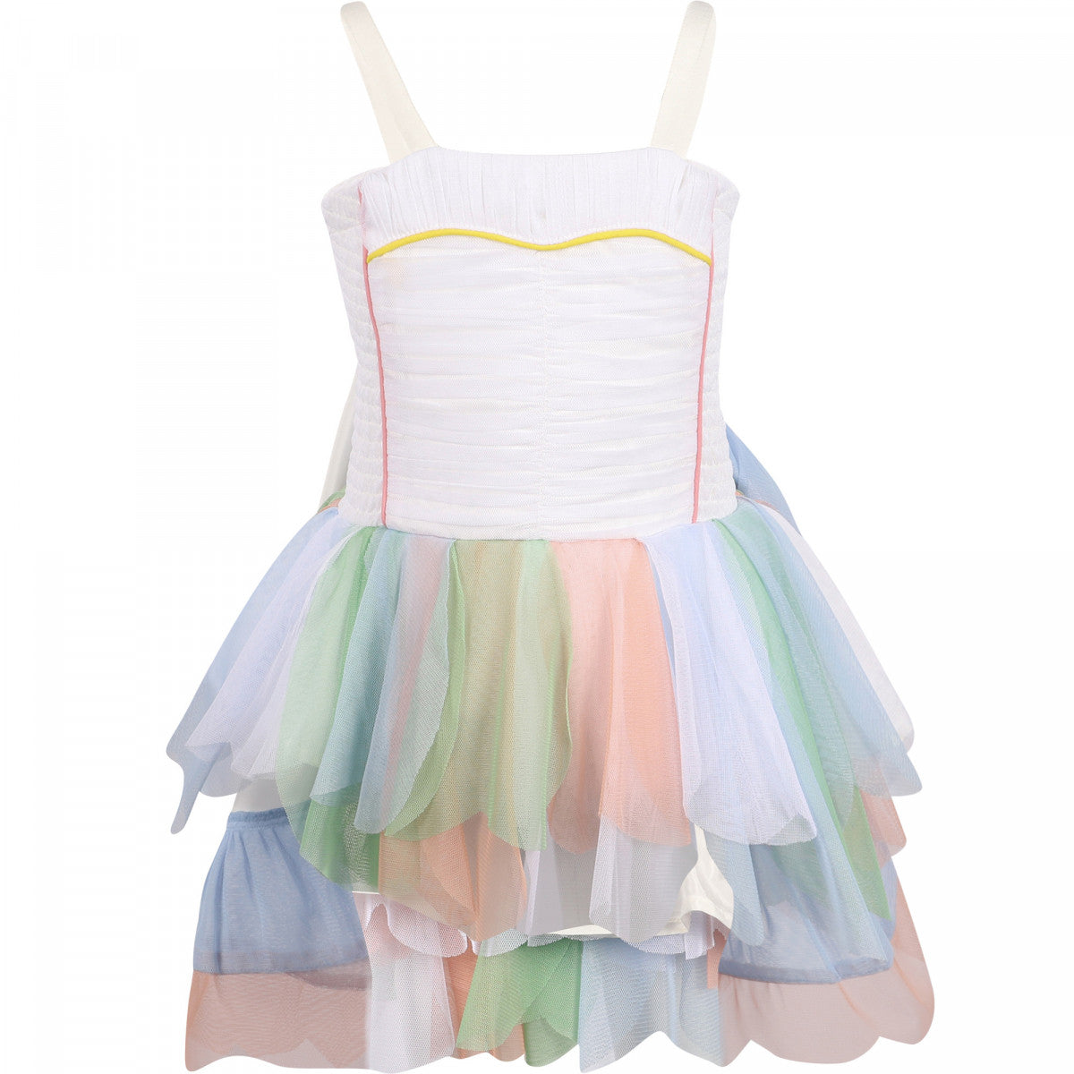 Butterfly Wings Ruffled Tulle Dress in White and Pastels