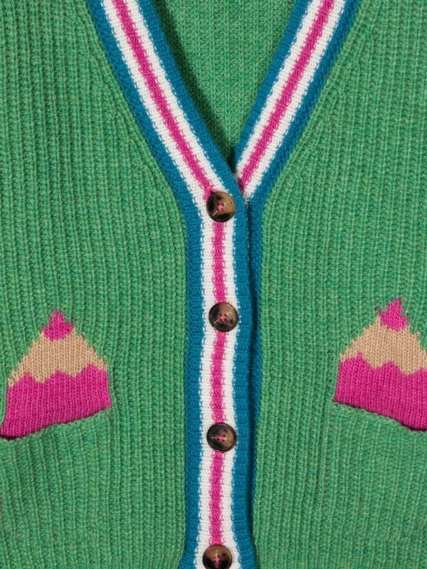 Pencil-intarsia knitted cardigan