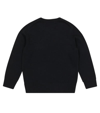 Mini face patch wool sweater black