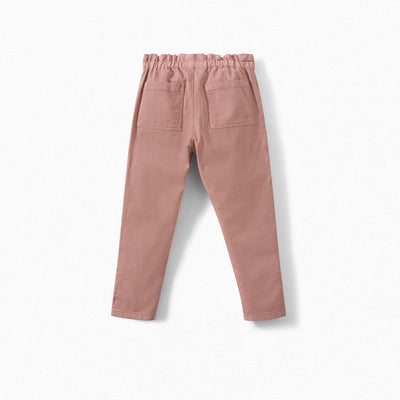 GIRLS' PANTS WITH PLEATED WAISTBAND FADED PINK
