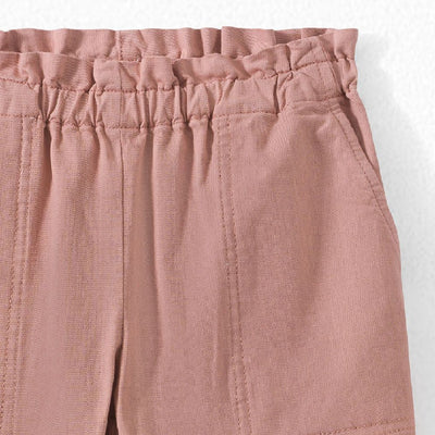GIRLS' PANTS WITH PLEATED WAISTBAND FADED PINK