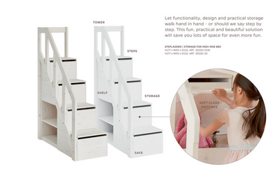 STEPLADDER / STORAGE FOR HIGH-RISE BED-WHIT