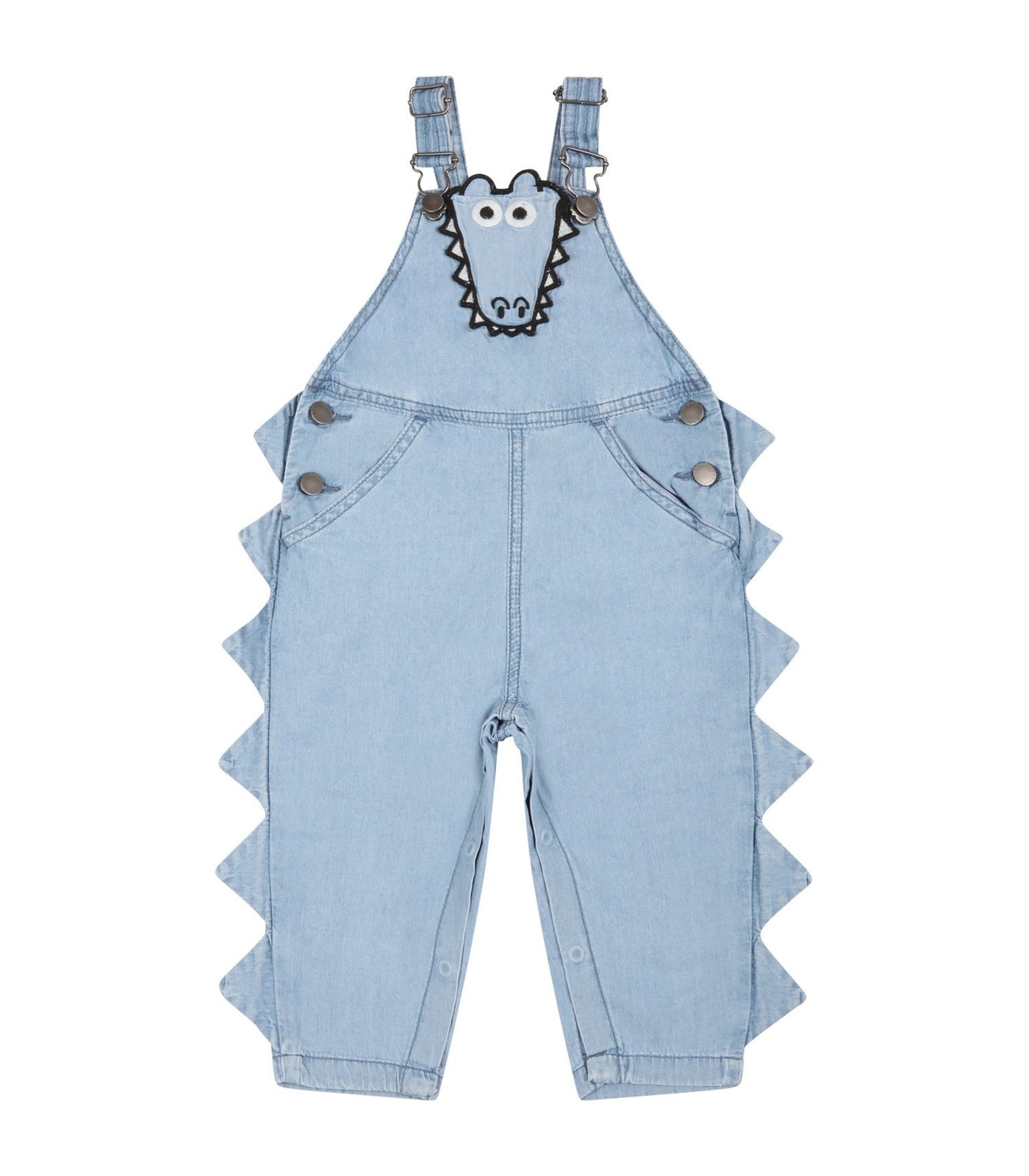 Light-blue dungarees for babykids with crocodile